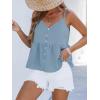 CUPSHE Womens Top Sleeveless Button Front Detail Blouse Casual Loose(Blue)