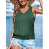 CUPSHE Womens Top V Neck Knit Sleeveless Shirts Dressy Tank Tops 2025 Fashion Blouse Summer Casual(Green)