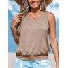 CUPSHE Womens Top V Neck Knit Sleeveless Shirts Dressy Tank Tops 2025 Fashion Blouse Summer Casual(Khaki)