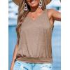 CUPSHE Womens Top V Neck Knit Sleeveless Shirts Dressy Tank Tops 2025 Fashion Blouse Summer Casual(Khaki)
