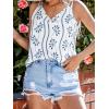 CUPSHE Womens Top V Neck Top Gracie Floral Cami Straps Sleeveless Relaxed Blouse Casual Loose(Blue)