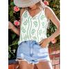 CUPSHE Womens Top V Neck Top Gracie Floral Cami Straps Sleeveless Relaxed Blouse Casual Loose(Green)