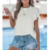 CUPSHE Women’s Tops Short Sleeve Flutter Shirts Pleated Collar Blouses Causal Dressy Summer Beach(White)