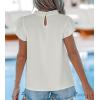 CUPSHE Women’s Tops Short Sleeve Flutter Shirts Pleated Collar Blouses Causal Dressy Summer Beach(White)