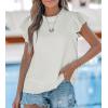 CUPSHE Women’s Tops Short Sleeve Flutter Shirts Pleated Collar Blouses Causal Dressy Summer Beach(White)