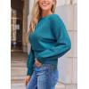 CUPSHE Women’s Trendy Knit Sweater 2025 Boatneck Puffy Sleeves Cinched Waist Pullover Tops Fall Fashion Casual Blouse(Blue)