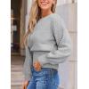 CUPSHE Women’s Trendy Knit Sweater 2025 Boatneck Puffy Sleeves Cinched Waist Pullover Tops Fall Fashion Casual Blouse(Gray)