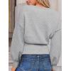 CUPSHE Women’s Trendy Knit Sweater 2025 Boatneck Puffy Sleeves Cinched Waist Pullover Tops Fall Fashion Casual Blouse(Gray)