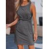 CUPSHE Women’s Twisted Tank Dress Sleeveless Crew Neck Dresses Casual Summer(Dark Grey)
