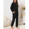 CUPSHE Women’s Two Piece Outfit Sweatsuits Set Long Sleeve Loungewear Tracksuit Jogger Set(Black)