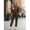 CUPSHE Women’s Two Piece Outfit Sweatsuits Set Long Sleeve Loungewear Tracksuit Jogger Set(Brown)