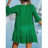 CUPSHE Women’s V Neck Ruffled Cover Up Button Down Bathing Suit Beach Dress with Short Sleeves(Green)