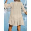CUPSHE Women’s V Neck Ruffled Cover Up Button Down Bathing Suit Beach Dress with Short Sleeves(Light Brown)