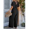 CUPSHE Womens Wide Leg Jumpsuits V-Neck Batwing Short Sleeve Summer Long Rompe Casual Outfit Pocket(Black)