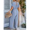 CUPSHE Womens Wide Leg Jumpsuits V-Neck Batwing Short Sleeve Summer Long Rompe Casual Outfit Pocket(Light Blue)