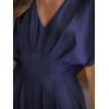 CUPSHE Womens Wide Leg Jumpsuits V-Neck Batwing Short Sleeve Summer Long Rompe Casual Outfit Pocket(Navy)