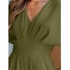 CUPSHE Womens Wide Leg Jumpsuits V-Neck Batwing Short Sleeve Summer Long Rompe Casual Outfit Pocket(Olive Green)