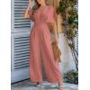 CUPSHE Womens Wide Leg Jumpsuits V-Neck Batwing Short Sleeve Summer Long Rompe Casual Outfit Pocket(Rust Rose)
