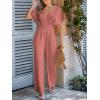 CUPSHE Womens Wide Leg Jumpsuits V-Neck Batwing Short Sleeve Summer Long Rompe Casual Outfit Pocket(Rust Rose)