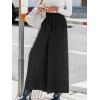 CUPSHE Womens Wide Leg Pants Elastic High Waisted Beach Trousers Cotton Linen Summer Palazzo Solid Black M