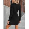 CUPSHE Women’s Winter Fall Cable Knit Sweater Dress Long Sleeve Bodycon Mini Dresses Crewneck Fitted Short Dress(Black)