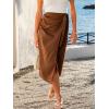 CUPSHE Women’s Wrap Front Midi Skirts Flowy Self Tie Knot A Line Skirts Long Skirt Holiday(Brown)