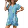 CUPSHE Bathing Suit Cover Up for Women Waffle Knit Twisted Beach Dress Short Sleeve Summer Swimsuit Coverup Swimwear(Blue Tie Dye)