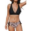 CUPSHE Bikini Set for Women Two Piece Swimsuit V Neck Triangle Top Wide Straps Cross Back Lace up Mid Rise(Black/Leopard)