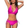 CUPSHE Bikini Set for Women Two Piece Swimsuit V Neck Triangle Top Wide Straps Cross Back Lace up Mid Rise(Magenta)
