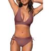 CUPSHE Bikini Set for Women Two Piece Swimsuit V Neck Triangle Top Wide Straps Cross Back Lace up Mid Rise(Pale Mauve)