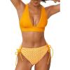 CUPSHE Bikini Set for Women Two Piece Swimsuit V Neck Triangle Top Wide Straps Cross Back Lace up Mid Rise(Yellow/Floral)