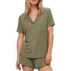 CUPSHE Button Down Pajama Shorts Set for Women 2 Piece Post Partum Lounge Shorts PJ Sets(Army Green)