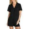 CUPSHE Button Down Pajama Shorts Set for Women 2 Piece Post Partum Lounge Shorts PJ Sets(Black)