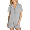 CUPSHE Button Down Pajama Shorts Set for Women 2 Piece Post Partum Lounge Shorts PJ Sets(Grey)