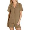 CUPSHE Button Down Pajama Shorts Set for Women 2 Piece Post Partum Lounge Shorts PJ Sets(Khaki)