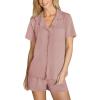 CUPSHE Button Down Pajama Shorts Set for Women 2 Piece Post Partum Lounge Shorts PJ Sets(Pink)