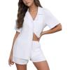 CUPSHE Button Down Pajama Shorts Set for Women 2 Piece Post Partum Lounge Shorts PJ Sets(White)