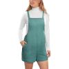 CUPSHE Casual Cotton Loose Rompers Fit Summer Pockets Sleeveless Wide Strap Square Neck Outfit(Ocean Blue)