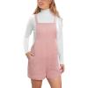 CUPSHE Casual Cotton Loose Rompers Fit Summer Pockets Sleeveless Wide Strap Square Neck Outfit(Pink)