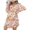 CUPSHE Dress Button Down Shirt Dress Long Sleeve Blouse Top Leopard Print(Orange Paisley)