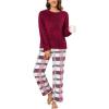 CUPSHE Fleece Pajama Set for Women Fuzzy Lounge Sets Winter 2 Piece Soft Sweater Pants Outfits(Red)