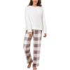 CUPSHE Fleece Pajama Set for Women Fuzzy Lounge Sets Winter 2 Piece Soft Sweater Pants Outfits(White)