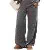 CUPSHE Knit Pants for Women Casual Wide Leg Drawstring Long Pants with Pockets High Waist Lounge Trousers Vacation Outfits(Grey)