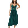 CUPSHE Midi Dress for Women 2026 Party Spaghetti Straps Sleeveless Pleated Cutout Formal Dress(Green)