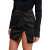 CUPSHE Mini Skirts Twist Notched Hem A-line Satin Waist Party Vacation Dressy Going Out Date(Black)