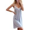 CUPSHE Nightgown for Women V Neck Sleepwear Lace Trim Babydoll Chemise Lingerie S-XL(Grey)