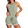 CUPSHE Pajamas Set for Women 2 Piece Sleeveless Women Soft Sleepwear Short PJ Set with Shorts(Green)