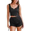 CUPSHE Pajamas Set for Women 2 Piece Sleeveless Women Soft Sleepwear Short PJ Set with Shorts(Y-black)