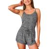 CUPSHE Satin Pajama Set Women Silk Camisole Pjs Ruffle Sleepwear 2 Piece Loungewear Shorts Set(G7-dark Grey)