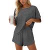 CUPSHE Short Sleeve Pajama Sets for Women Casual Crew Neck 2 Piece Lounge Sets(Dark Grey)